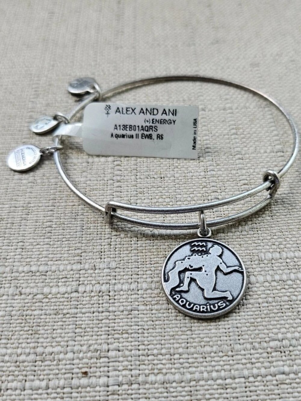 Alex and Ani Energy Bracelet AQUARIUS Silver Tone Charms Wrist Band NWT $28